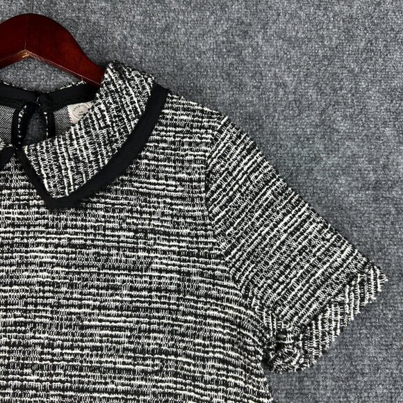 Anthropologie Postage Stamp Sweater Womens Small Black White Back Neck Keyhole - Picture 3 of 9